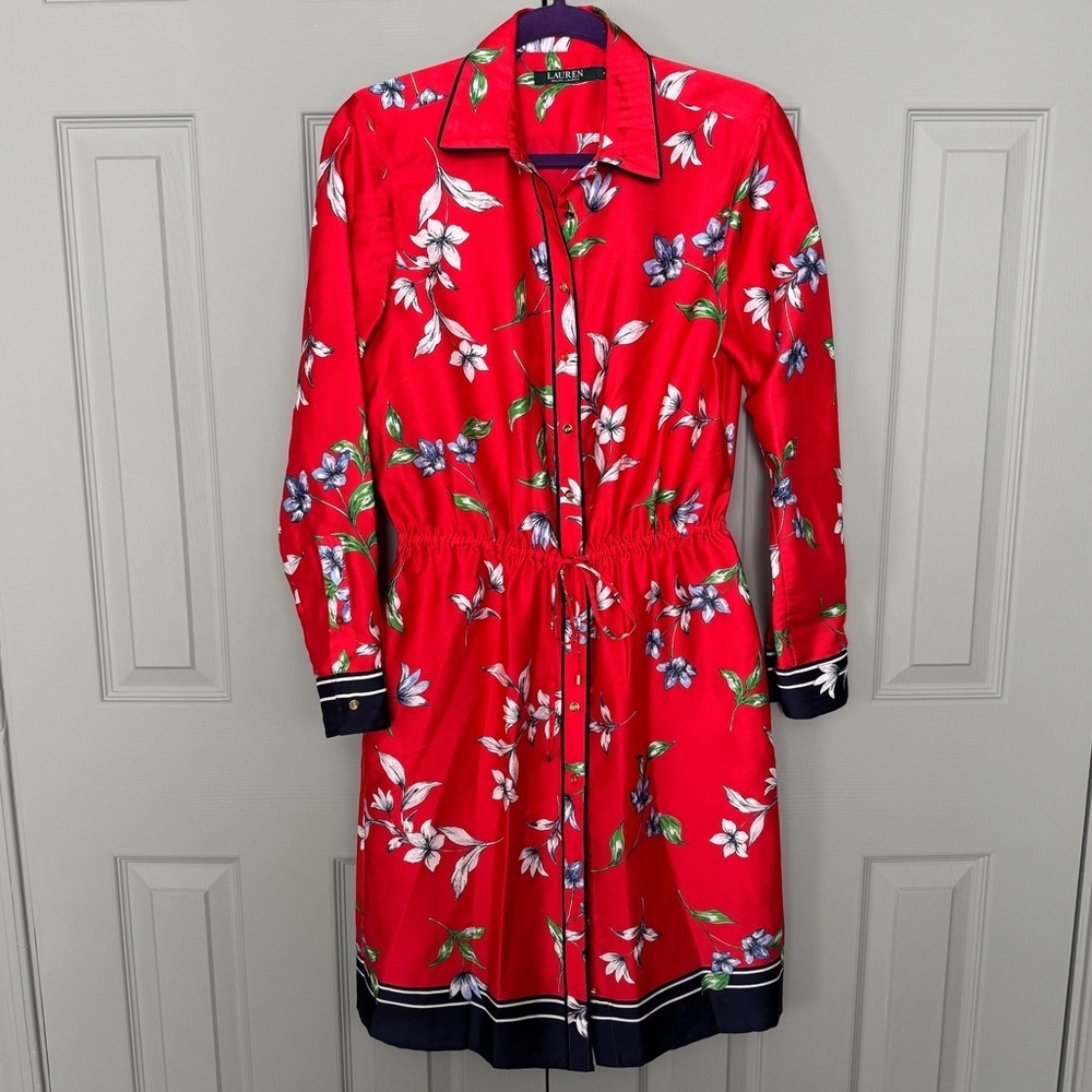 Lauren Ralph Lauren Paza Floral Print Long Sleeves Shirtdress